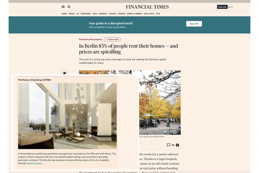 luxury real estate in berlin featured in Financial Times