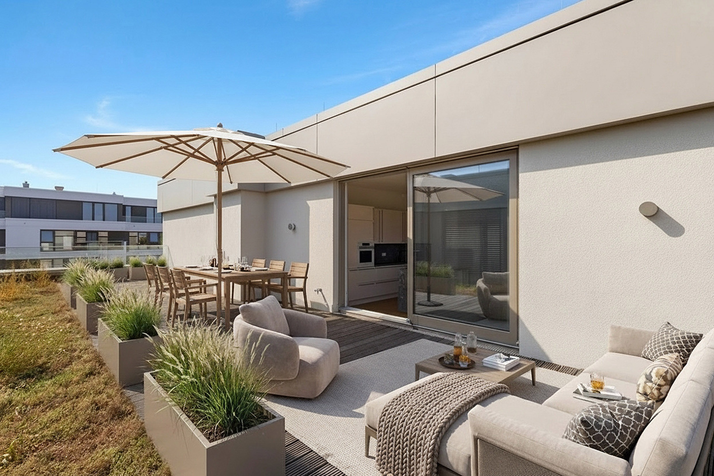 Penthouse in Berlin Mitte mit 4 Zimmern, Kamin, Terrasse und Fernsehtum Blick